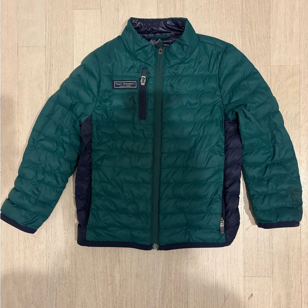 Vineyard Vines Kids Green and Navy Puffer Jacket